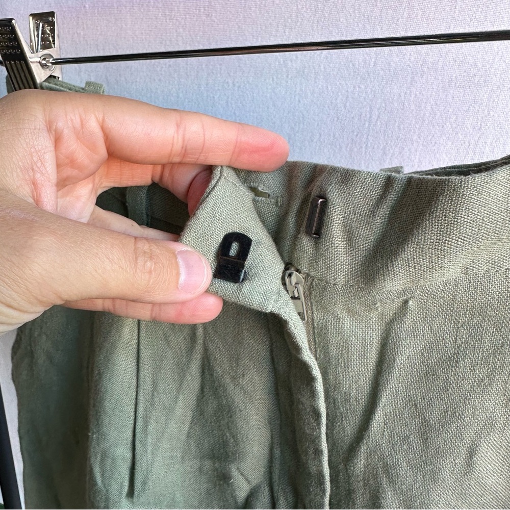 Zara Army Green Linen Blend Flowy Trouser Shorts / Size S - Picture 5 of 6